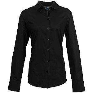 Premier Ladies Signature Long Sleeve Oxford Shirt - Black
