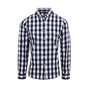 Premier Ladies Mulligan Check Long Sleeve Shirt - White/Navy