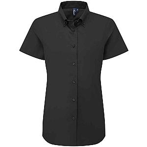 Premier Ladies Supreme Short Sleeve Oxford Shirt - Black