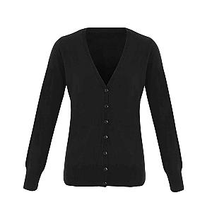 Premier Ladies Essential Acrylic V Neck Cardigan - Black