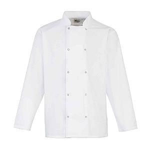 Premier Unisex Long Sleeve Stud Front Chef's Jacket - White