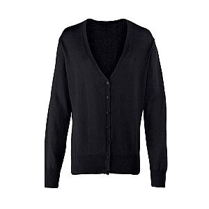 Premier Ladies Cotton Acrylic V Neck Cardigan - Black