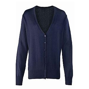 Premier Ladies Cotton Acrylic V Neck Cardigan - Navy