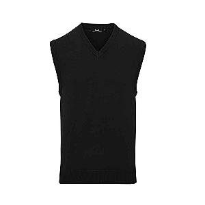 Premier Sleeveless Cotton Acrylic V Neck Sweater - Black
