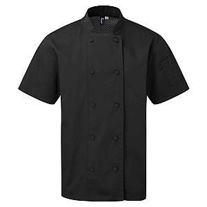 Premier Coolchecker® Short Sleeve Chef's Jacket - Black