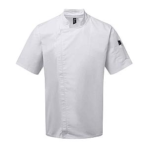 Premier Short Sleeve Zipped Chef's Jacket - White