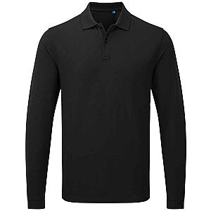 Premier Essential Unisex Long Sleeve Polo Shirt - Black