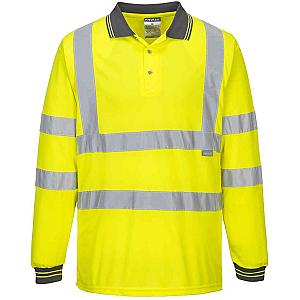 Portwest Hi-Vis Long Sleeve Polo Shirt - Yellow