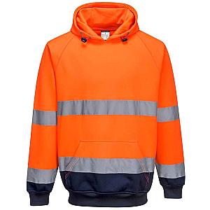Portwest Hi-Vis Two Tone Hooded Sweatshirt - Orange/Navy