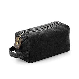 Quadra Heritage Waxed Canvas Wash Bag - Black