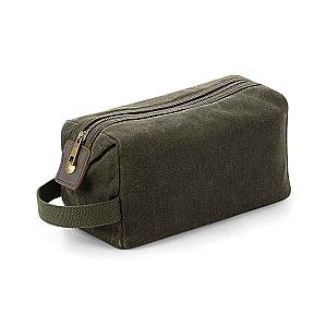 Quadra Heritage Waxed Canvas Wash Bag - Olive Green