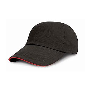 Result Low Profile Heavy Brushed Cotton Cap with Sandwich Peak - Black/Red