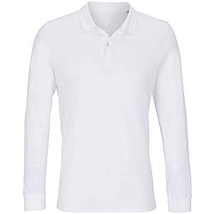 SOL'S Unisex Planet Long Sleeve Piqué Polo Shirt - White