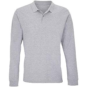 SOL'S Unisex Planet Long Sleeve Piqué Polo Shirt - Grey Marl