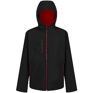 Regatta Navigate Two Layer Hooded Soft Shell Jacket - Black/Classic Red