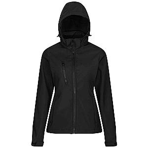 Regatta Ladies Venturer Three Layer Hooded Soft Shell Jacket - Black/Black