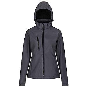 Regatta Ladies Venturer Three Layer Hooded Soft Shell Jacket - Seal Grey/Black