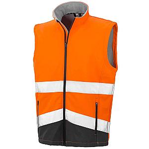 Result Safe-Guard Printable Safety Soft Shell Gilet - Fluorescent Orange/Black