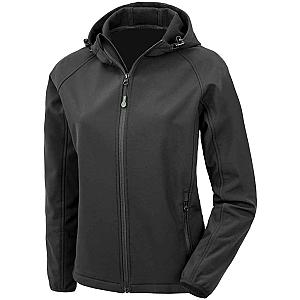 Result Genuine Recycled Ladies Three Layer Printable Hooded Soft Shell Jacket - Black