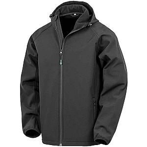 Result Genuine Recycled Three Layer Printable Hooded Soft Shell Jacket - Black