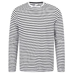 SF Clothing Unisex Long Sleeve Striped T-Shirt - White/Oxford Navy