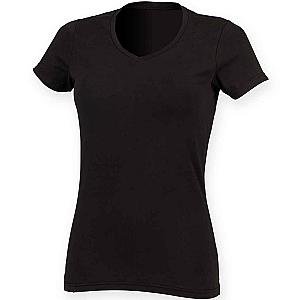 SF Clothing Ladies Feel Good Stretch V Neck T-Shirt - Black