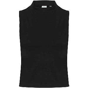 SF Clothing Ladies High Neck Crop Vest - Black