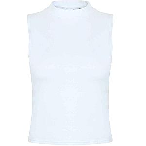 SF Clothing Ladies High Neck Crop Vest - White