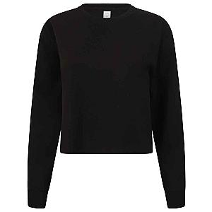 SF Clothing Ladies Cropped Slounge Sweatshirt - Black