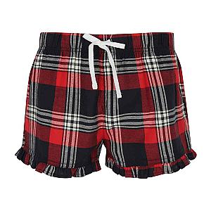 SF Clothing Ladies Tartan Frill Lounge Shorts - Red/Navy