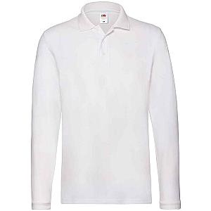 Fruit of the Loom Premium Long Sleeve Cotton Piqué Polo Shirt - White