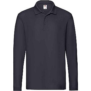 Fruit of the Loom Premium Long Sleeve Cotton Piqué Polo Shirt - Deep Navy