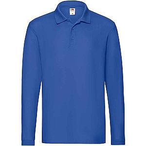 Fruit of the Loom Premium Long Sleeve Cotton Piqué Polo Shirt - Royal Blue