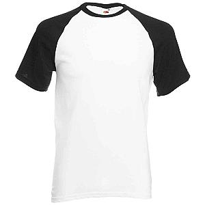 Fruit of the Loom Contrast Baseball T-Shirt - White/Black