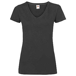Fruit of the Loom Lady Fit Value V Neck T-Shirt - Black