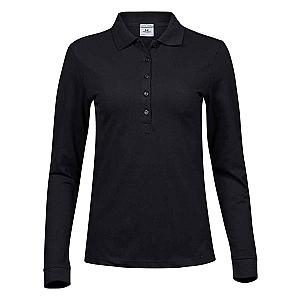 Tee Jays Ladies Luxury Stretch Long Sleeve Polo Shirt - Black