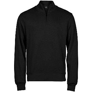 Tee Jays Ribbed Interlock Half Zip Sweatshirt - Black