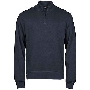 Tee Jays Ribbed Interlock Half Zip Sweatshirt - Navy