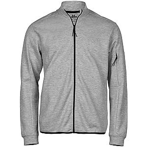 Tee Jays Athletic Full Zip Sweat Cardigan - Heather Grey