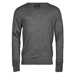 Tee Jays Merino Blend V Neck Sweater - Grey Melange