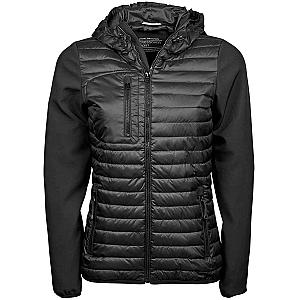 Tee Jays Ladies Crossover Hooded Jacket - Black/Black
