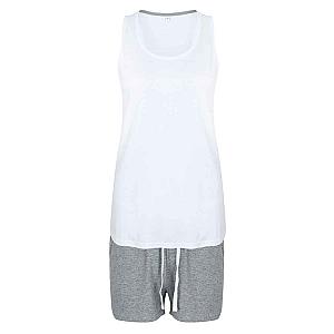 Towel City Short PJ's in a Bag - White/Heather Grey