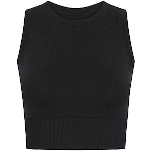 Tombo Ladies Cropped Tank Top - Black