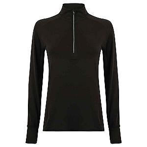Tombo Ladies Long Sleeve Zip Neck Performance Top - Black