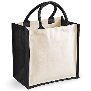 Westford Mill Printers Midi Jute Tote Bag - Black