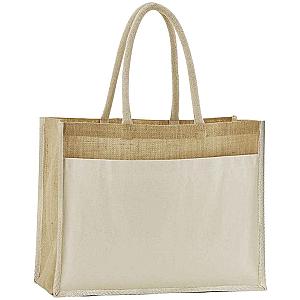 Westford Mill Cotton Pocket Natural Starched Jute Shopper - Natural