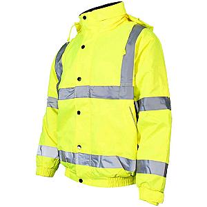 Warrior Hi-Vis Fleece Lined Bomber Jacket - Fluorescent Yellow