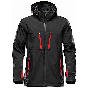 Stormtech Patrol Hooded Soft Shell Jacket - Black/Bright Red