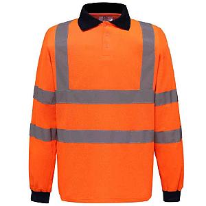 Yoko Hi-Vis Long Sleeve Polo Shirt - Orange