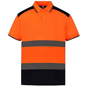 Yoko Two Tone Short Sleeve Polo Shirt - Orange/Navy